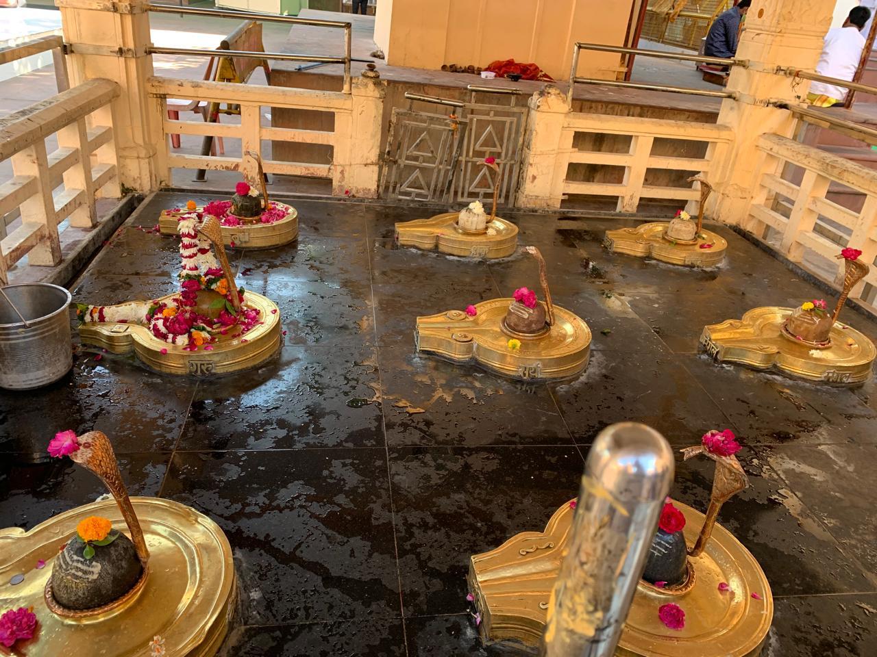 Devotees participating in evening prayers